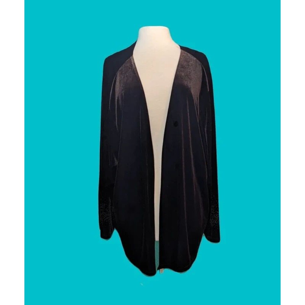 Jamie Nicole Collection Vintage Beaded Velour Open Front Cardigan